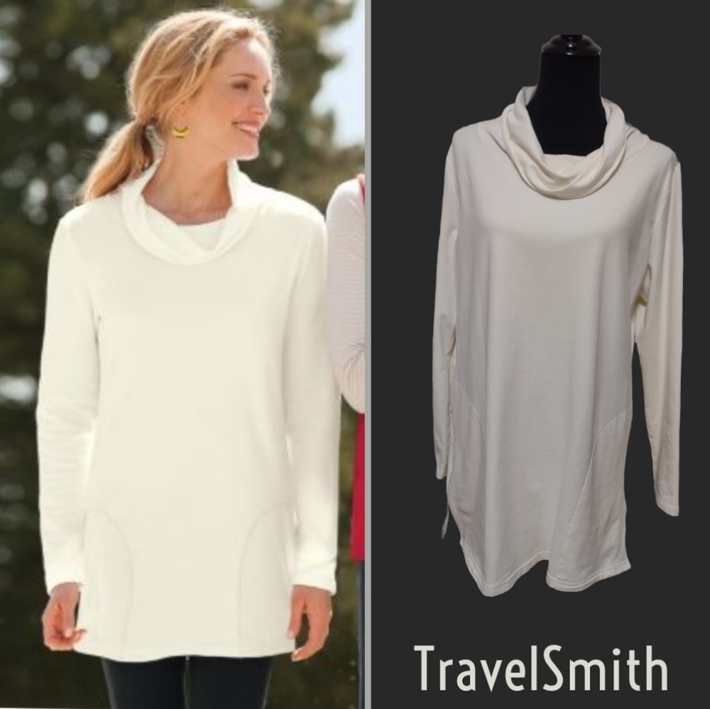 TravelSmith French Terry Cowl Neck Tunic EUC